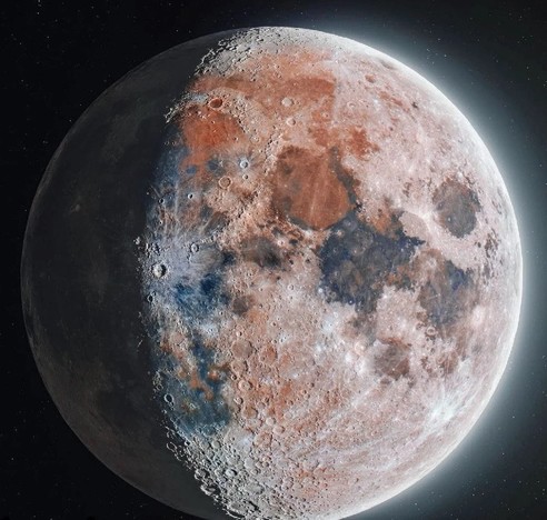 A full color super detailed image of the moon taken in 2022