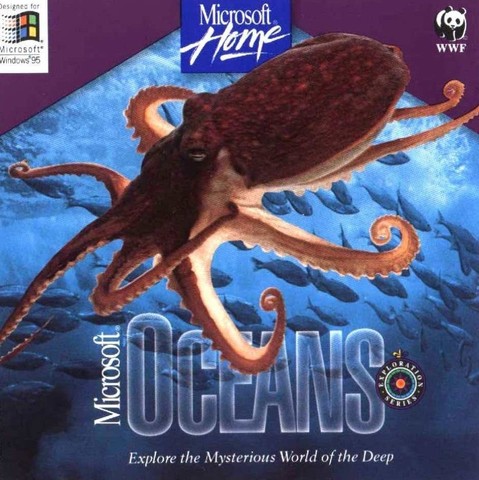 The cover of Microsoft Oceans with an octopus and logos etc