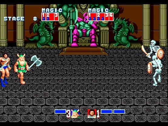 A still of Golden Axe. Gilius and co are gonna fight some skeletons