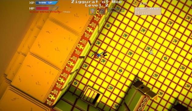 Overhead view of very yellow Ziggurat level/area in Ampersat