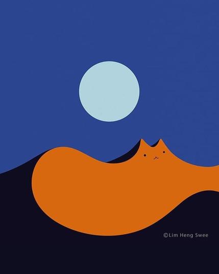 Art by Lim Heng Swee of a cat as a sand dune